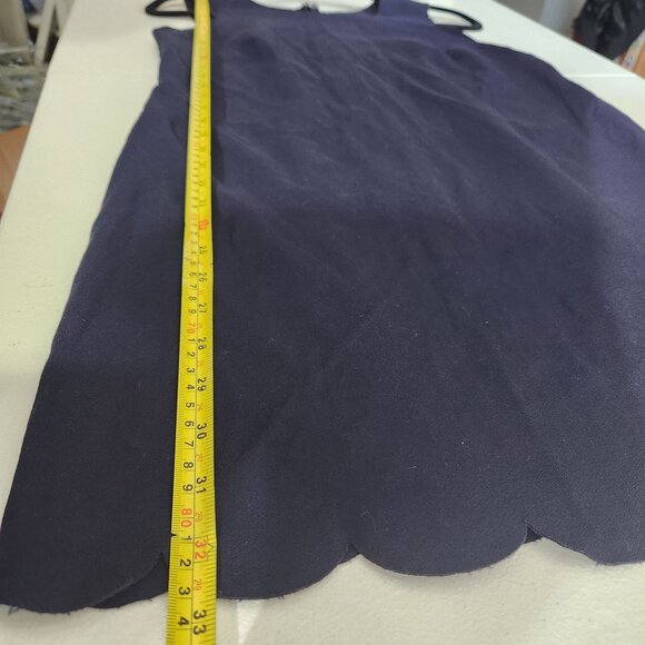 J. Crew Navy Sleeveless Scalloped Hem Sheath Dress Size 4 Polyester Blend - Picture 4 of 10